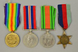 FOUR MEDALS, to include Defence, 1939-1945, 1939-1945 Star and a 1914-1919 Great War Medal (60513