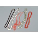 BEAD COLLECTION, to include conch shell bead necklace, graduated oval beads measuring