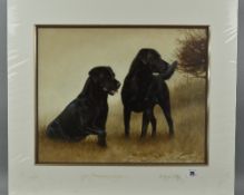 JOHN SILVER (BRITISH 1959) 'FOREVER FRIENDS' a limited edition print 15/395 of a pair of black