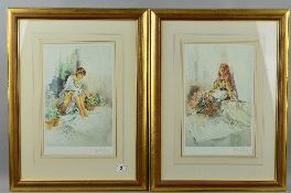 GORDON KING (BRITISH) 'SUSIE AND SELINA', a pair of open edition prints, signed in pencil with