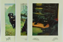 NIGEL HEMMING (BRITISH 1957) 'WORK, REST AND PLAY' three unnumbered artist proof prints of a pair of