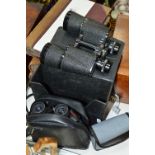 A CASED PAIR OF 'REGENT' BINOCULARS, 10 x 50, a Tasco pair of binoculars 8 x 40mm and a Praktica