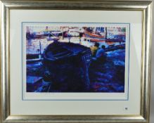 ROLF HARRIS (AUSTRIALIAN/BRITISH 1933) 'IN THE SHADE' a limited edition print 220/295 of a fishing