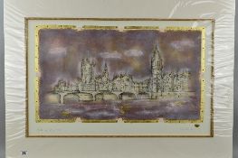 KEVIN BLACKHAM (BRITISH CONTEMPORARY) 'HOUSES OF PARLIAMENT' a mixed media artwork, signed and