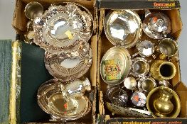 TWO BOXES OF MIXED PLATED WARE