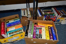 FOUR BOXES OF BOOKS, to include Millers Antique Price Guides, Kyle, coins, etc