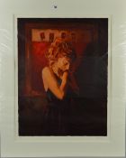 MARK SPAIN (BRITISH CONTEMPORARY) 'IN MY THOUGHTS', a limited edition print 158/250 of a woman in