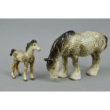 TWO BESWICK ROCKING HORSE GREY HORSES, Foal No.1084 (all four legs, tail and ears reglued/broken)