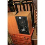 A YEW WOOD HI FI CABINET, with a Phillips CD player and Sony tape deck inside, a pair of speaker