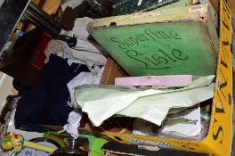 TWO BOXES OF VINTAGE HABERDASHERY ITEMS, to include boxed unworn gloves, boxed unworn stockings,