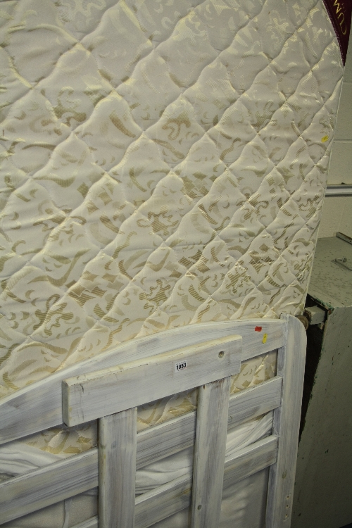 A PAINTED PINE GUEST BED, with two 3' mattresses