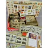 A BOX OF CIGARETTE/TRADE CARDS, featuring Wills, Park Drive, Carreras, De Reszke, Godfrey