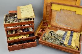 A COLLECTION OF DENTISTRY ITEMS, in three boxes to include plates, dentures, denture moulds, tooth