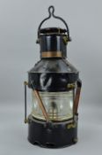 A SHIPS LAMP, Anchor pattern No.5902 by Alderson & Gryde Ltd, Birmingham, stamped 1945, original gas