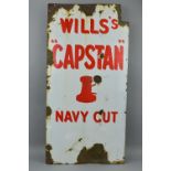 AN ENAMEL ADVERTISING SIGN, Will's 'Capstan' Navy Cut, wall mounted, red lettering and logo on white