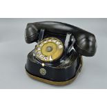 A BELL DESK TELEPHONE, c.1940's/1950's, Belgian Made, metal body with gold decoration, some