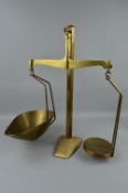 A SET OF W & T AVERY CLASS B BRASS BALANCE SCALES, no weights, height approximately 68cm