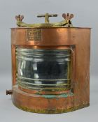 A SHIPS LAMP, Starboard Meteorite, No.P103181, copper and brass body, missing original gas burner,