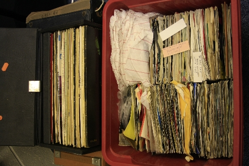 A BOX AND THREE CASES OF L.P'S AND SINGLES, from Classical and Musicals through all ages to 1980'