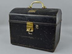 A TIN DOME TOP HAND TRUNK, early 20th Century, brass fittings and plaque marked 'H. Newton' to