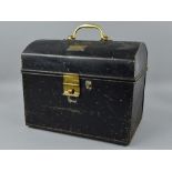 A TIN DOME TOP HAND TRUNK, early 20th Century, brass fittings and plaque marked 'H. Newton' to