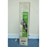 A POLO MINTS WALL MOUNTED VENDING MACHINE, c.1950's (3d in the slot), white lettering on green and