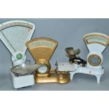 THREE SETS OF SHOP SCALES, W & T Avery, H. Jackson, Stockport and the other unmarked but could