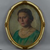 FRITZ VON KAMPTZ (GERMAN 1866-1938), GERTRAUD PLATH, head and shoulders portrait of a lady, oil on