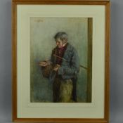 HENRY W. KERR, RSA (BRITISH, 1857-1936), THE LUCK-PENNY, three quarter length study of an elderly