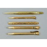 A REXALL STONES 'SIGNET' 1/20TH GOLD FILLED 'DINKIE' FOUNTAIN PEN AND PENCIL SET, two Wahl Eversharp