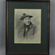 HENRY WRIGHT KERR, RSA (BRITISH, 1857-1936), OLD MAN WEARING TAM-O-SHANTER, grey wash watercolour,