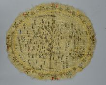 AN EARLY 19TH CENTURY NEEDLEWORK SAMPLER MAP, worked by A.F. Gosset, aged eight years, depicting