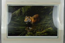 SPENCER HODGE (BRITISH 1943) 'COOLING OFF', a limited edition print 476/850, showing a Tiger