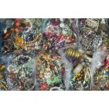 SEVEN BAGS OF COSTUME JEWELLERY, etc