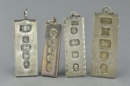 FOUR SILVER INGOTS, approximate weight 99 grams