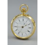 AN 18CT CHRONOGRAPH POCKET WATCH, Chester 1901, makers mark B B, flower design around the case,