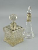 TWO SILVER TOPPED PERFUME BOTTLES (2)