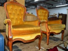 A PAIR OF FRENCH STYLE ARMCHAIRS