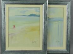J BARTLETT (BRITISH CONTEMPORARY), a pair of oil on board paintings of Cornish Beach scenes '