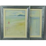 J BARTLETT (BRITISH CONTEMPORARY), a pair of oil on board paintings of Cornish Beach scenes '