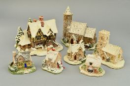 SEVEN LILLIPUT LANE SNOW COVERED SCULPTURES, (six boxed), to include 'Yuletide Inn' (no box or