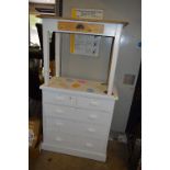 A PAINTED CHEST OF TWO SHORT AND THREE LONG DRAWERS and a painted single drawer sidetable (2)