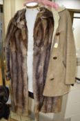 A LADIES GEORGE ROSE LTD DERBY BROWN FUR 3/4 LENGTH COAT, together with sheepskin jacket, labels '