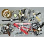 A BOX OF MIXED WRISTWATCHES, etc