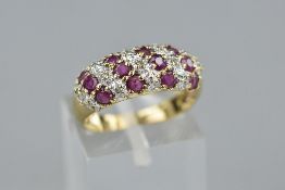 A 9CT DIAMOND AND RUBY DRESS RING, ring size L, approximate weight 3.4 grams