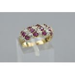 A 9CT DIAMOND AND RUBY DRESS RING, ring size L, approximate weight 3.4 grams