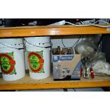 A QUANTITY OF HOME BREWERY EQUIPMENT, including mash buckets, demi johns, bottle corker, etc