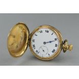 A GOLD PLATED FULL HUNTER POCKET WATCH