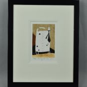 GOVINDER NAZRAN (BRITISH 1964 - 2008) 'STRAIGHT TIE', a limited edition print 426/495 of a white cat