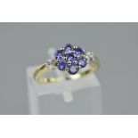 A 9CT TANZANITE AND DIAMOND RING, ring size M, approximate weight 2.7 grams (certificate)